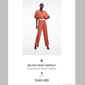 Zara belted wrap jumpsuit with tags on